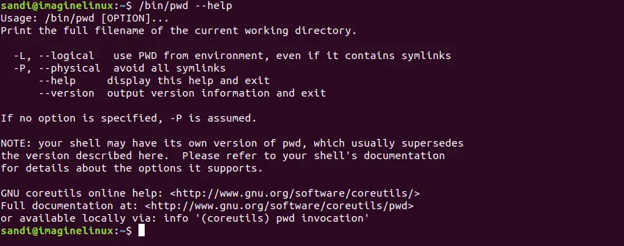 pwd --help output