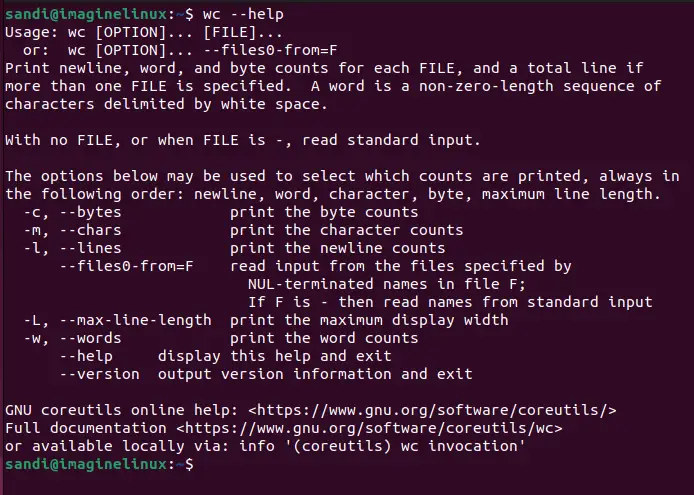 wc help output