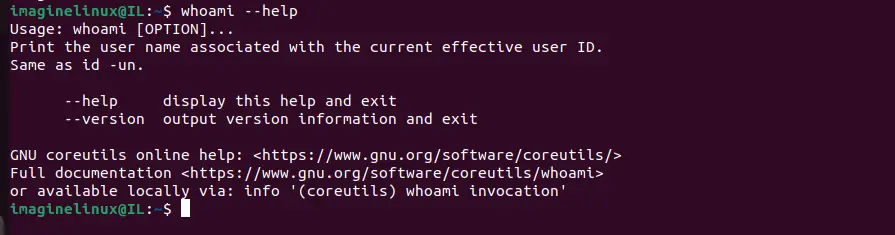 whoami help option 