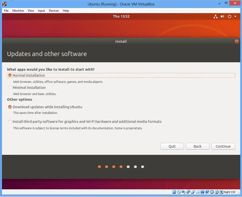 ubuntu select installation type