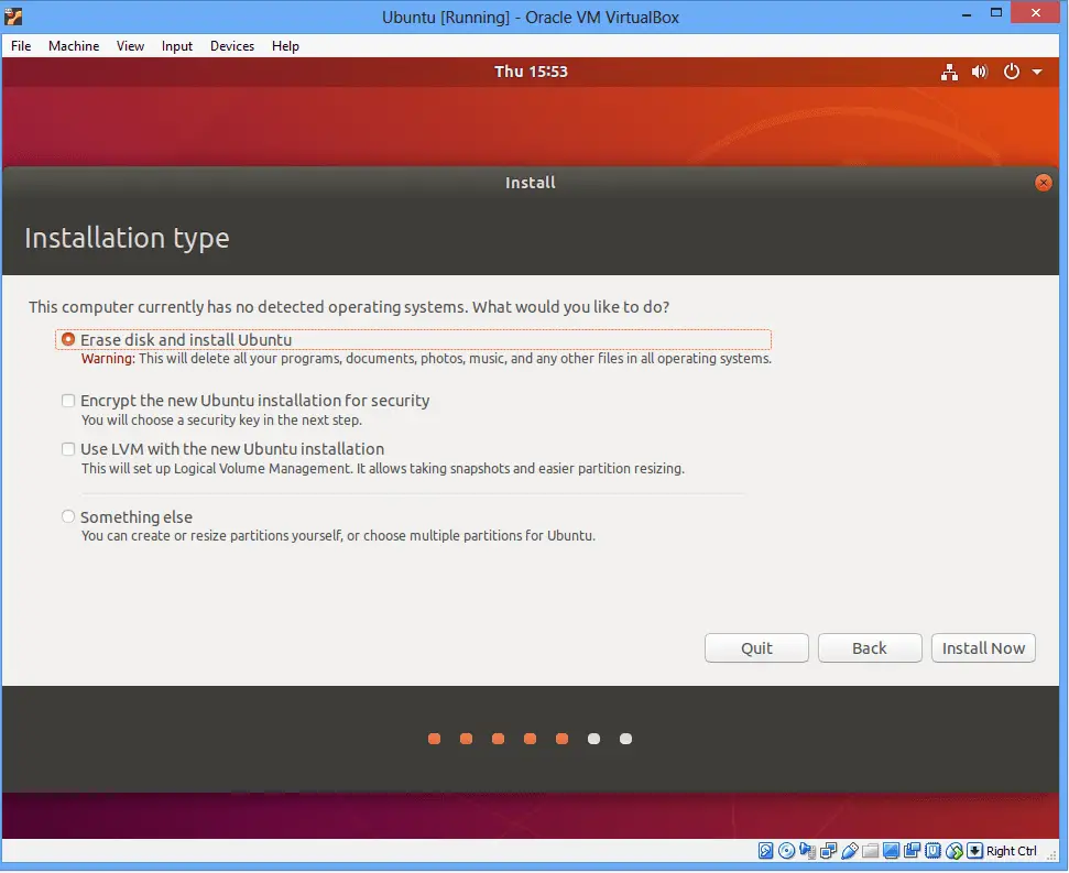 ubuntu installation type