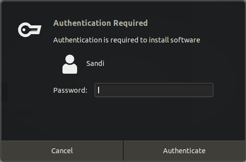 enter sudo password to continue installation