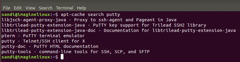 Search putty on Ubuntu