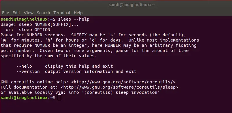 Sleep Command Help Ouput