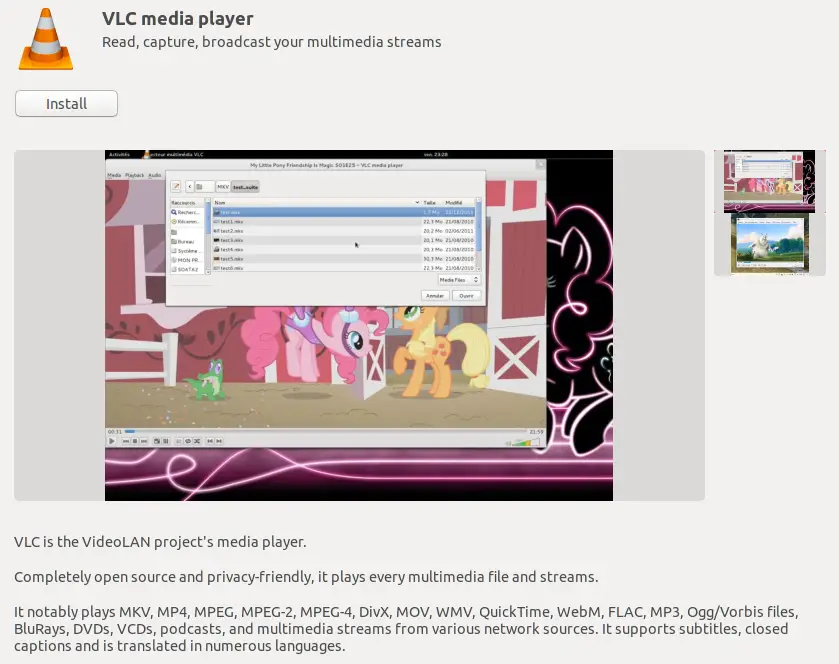 install VLC using Ubuntu Software