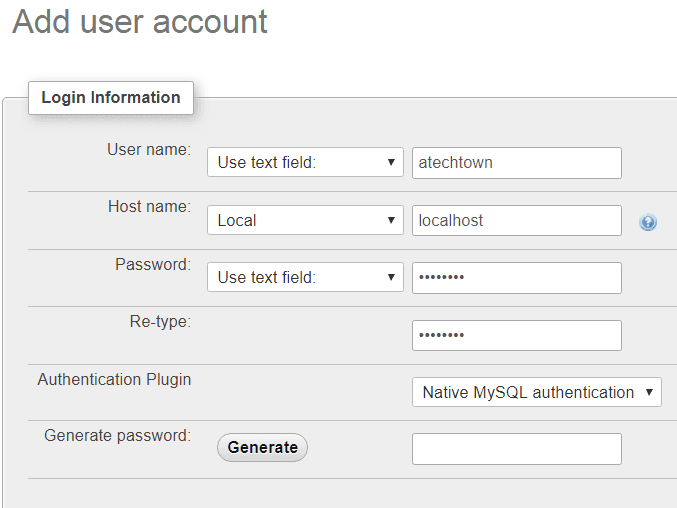 enter user information
