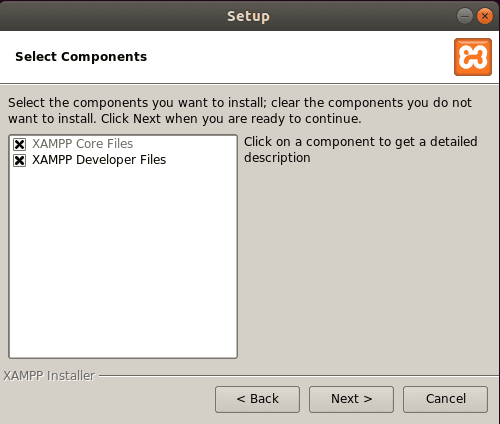 Select XAMPP Component to install