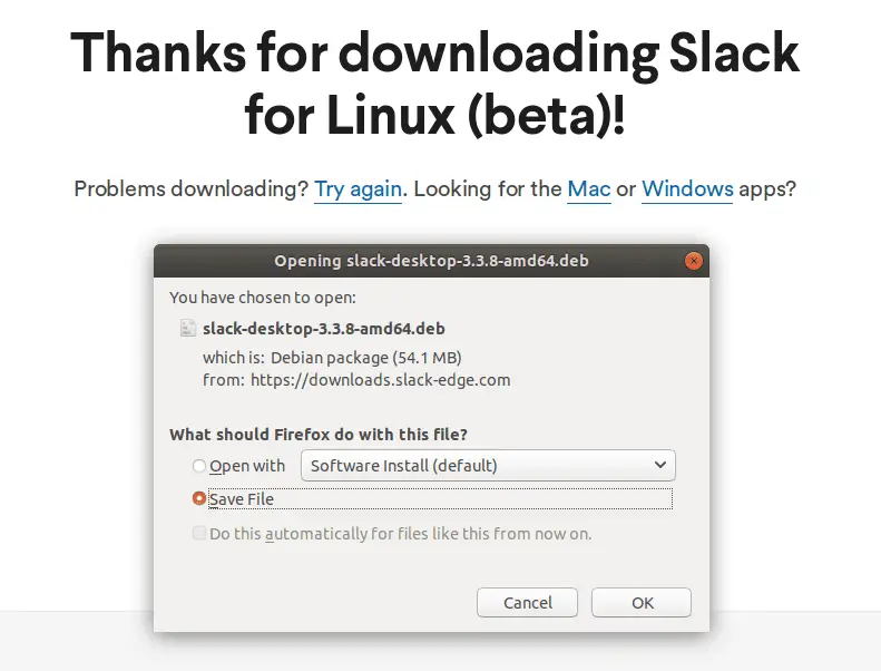 save slack for linux