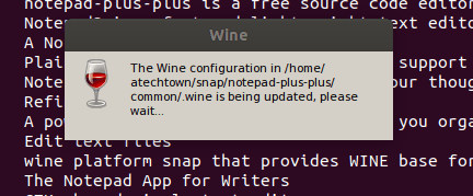 wine configuration update when Notepad++ launched first time