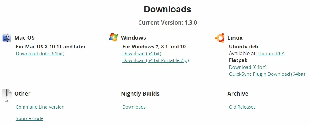download handbrake for Windows, Mac and Linux