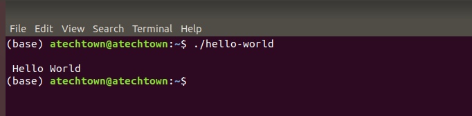 c program output when run on linux terminal