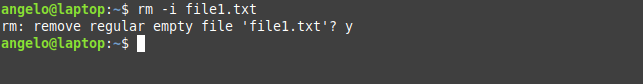 using interactive option rm command