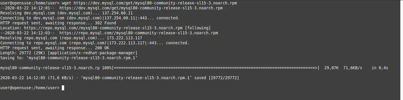 Adding the MySQL repository to the system