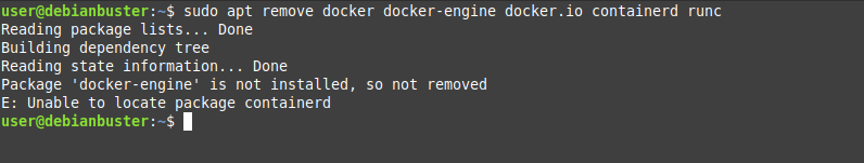 Uninstall previous docker installation