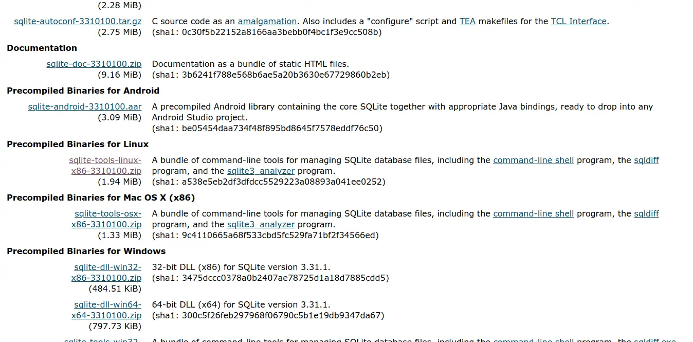 download sqlite