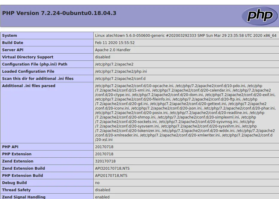 Apache and PHP on Ubuntu 18.04