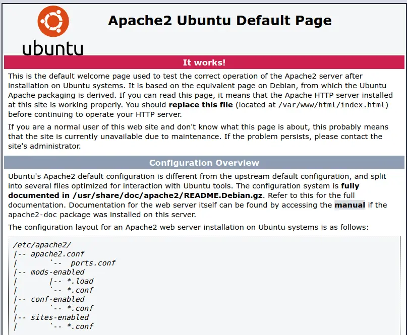 Apache properly installed on Ubuntu 18.04