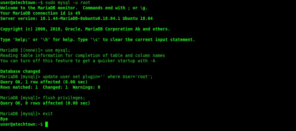 Configuring the root user account to work with PHPMyAdmin