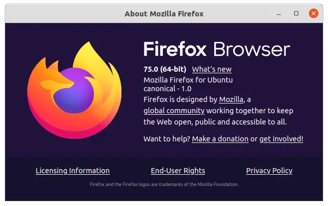 Firefox 75 on Ubuntu 20.04