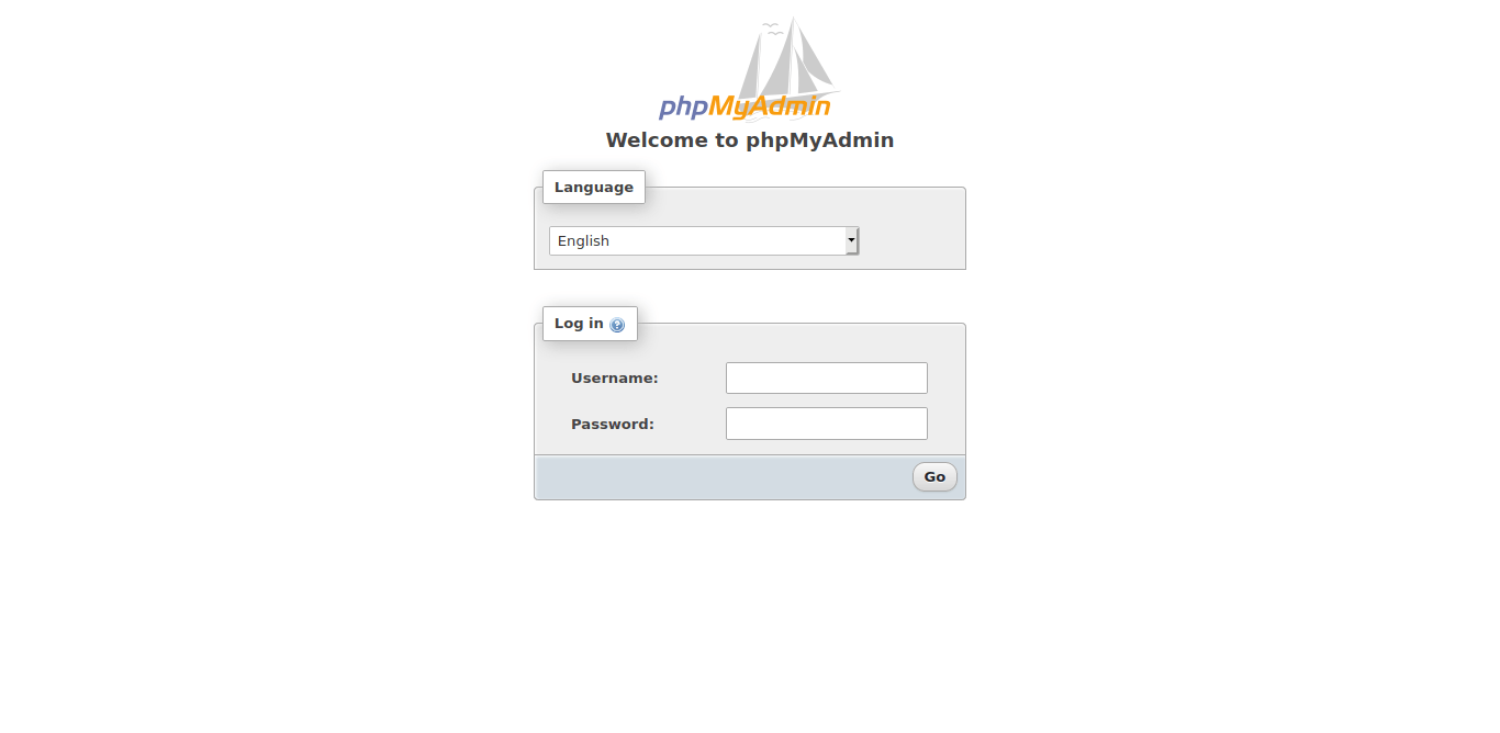 PHPMyAdmin login page