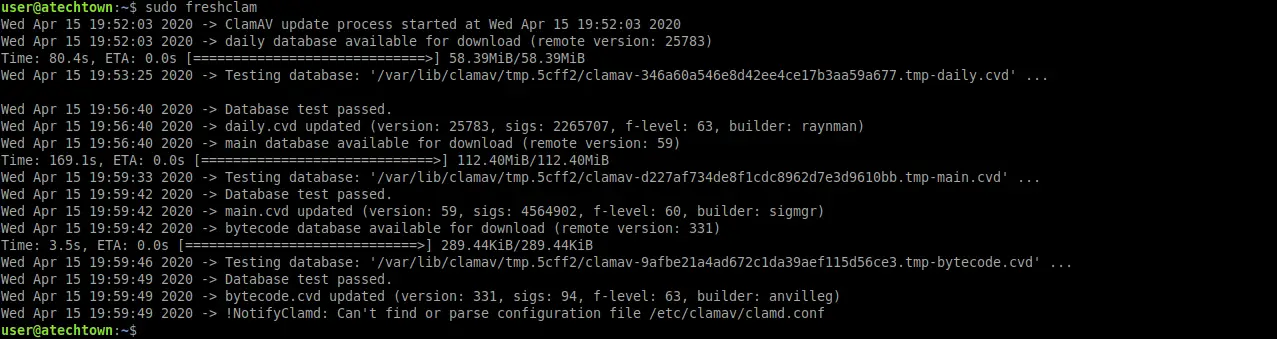 Update the ClamAV database