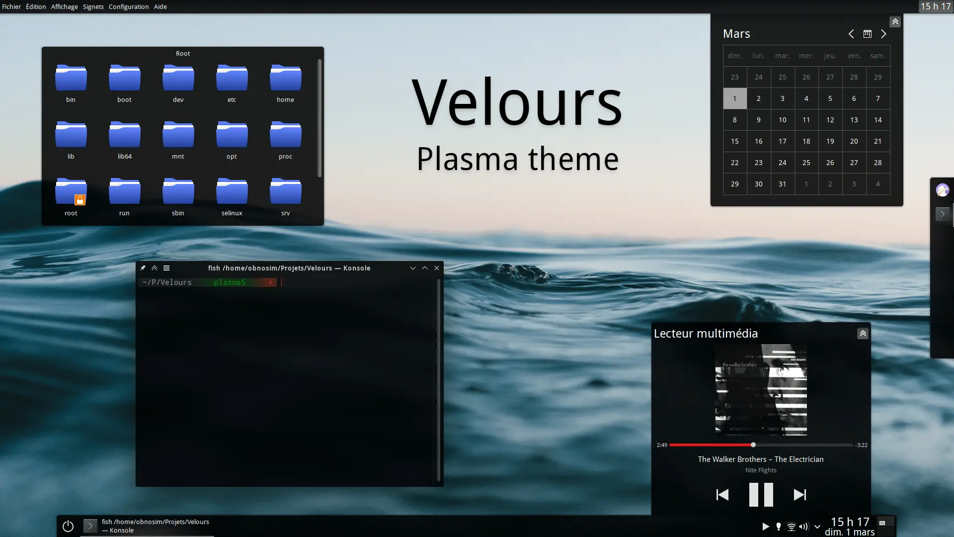 Velours KDE theme image from https://gitlab.com/obnosim/velours