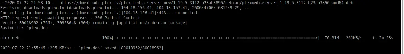Downloading Plex Media Server on Ubuntu