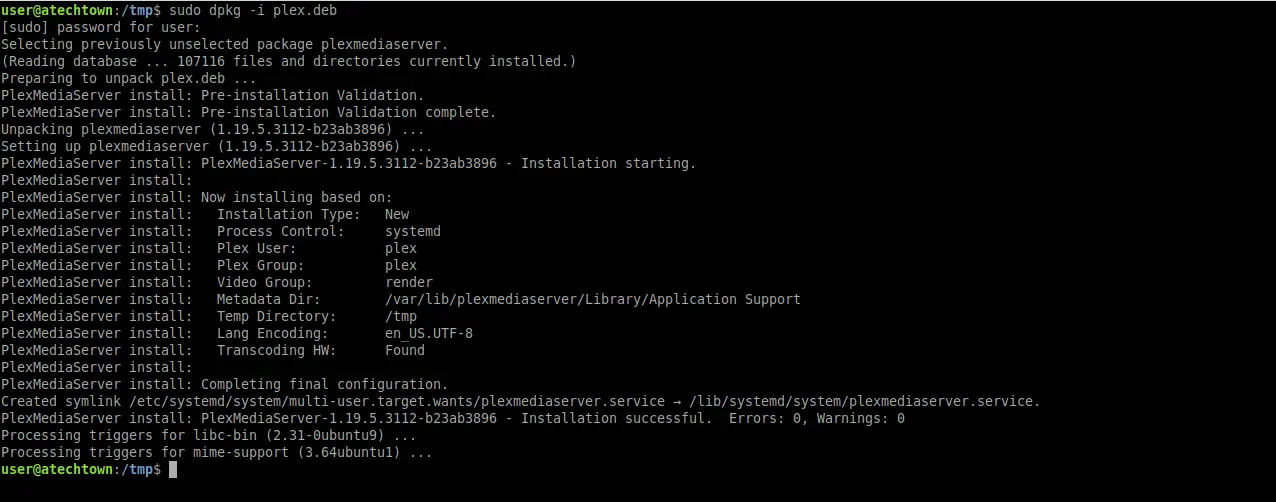 Installing Plex Media Server on Ubuntu 20.04 / 18.04