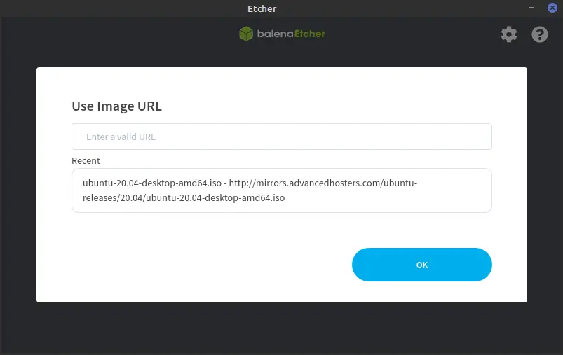 Downloading an ISO with Etcher