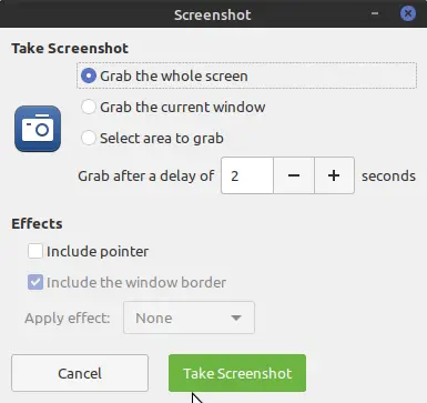 GNOME Screenshot interface