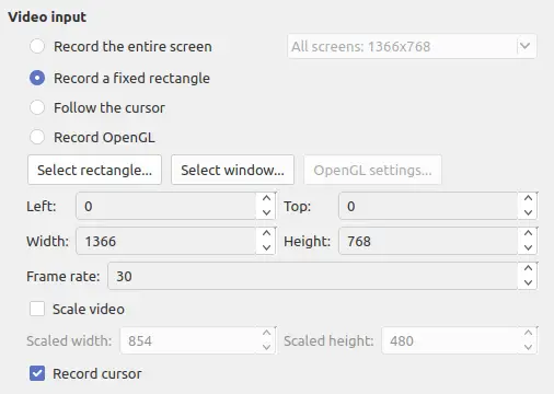 Record a rectangle with Simple Screen Recorder