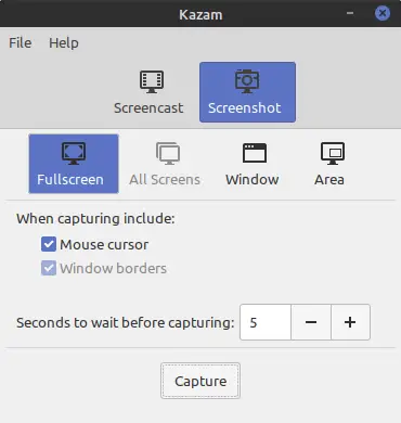 Kazam another great tool for taking screenshot in Linux
