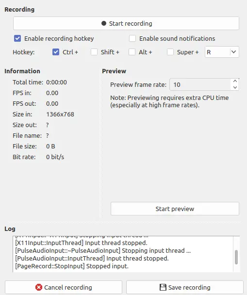 Record the screen with Simple Screen Recorder