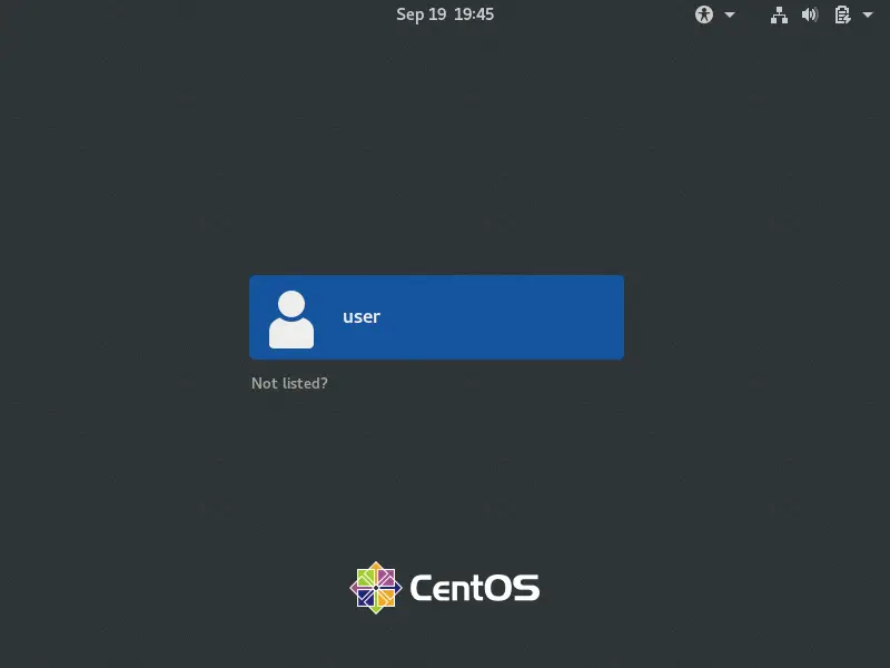 CentOS login screen