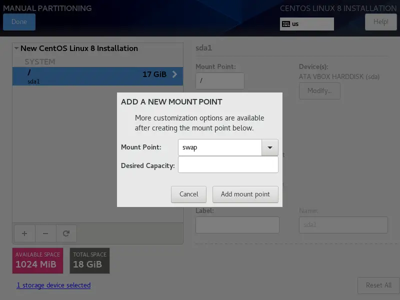 Create the Swap partition