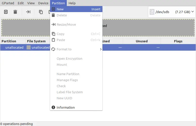 Creating a new partition in Ubuntu