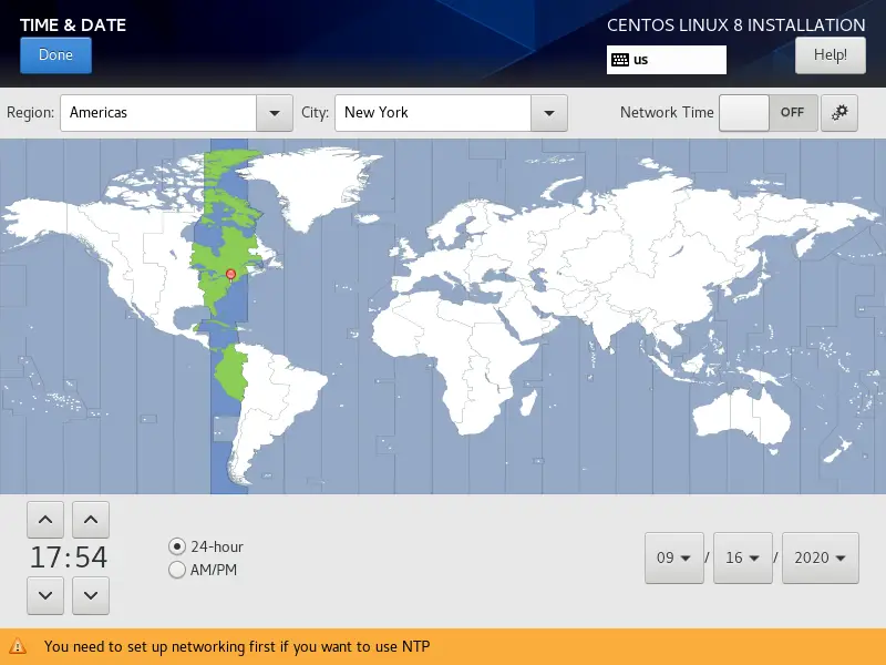 Configure the date and time for CentOS 8