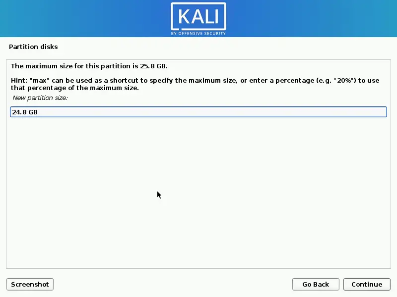 Define the partition size