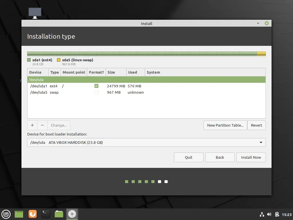 Disk ready for Linux Mint