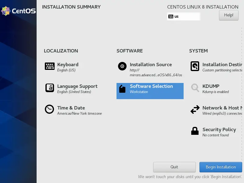 Again Installation Summary screen