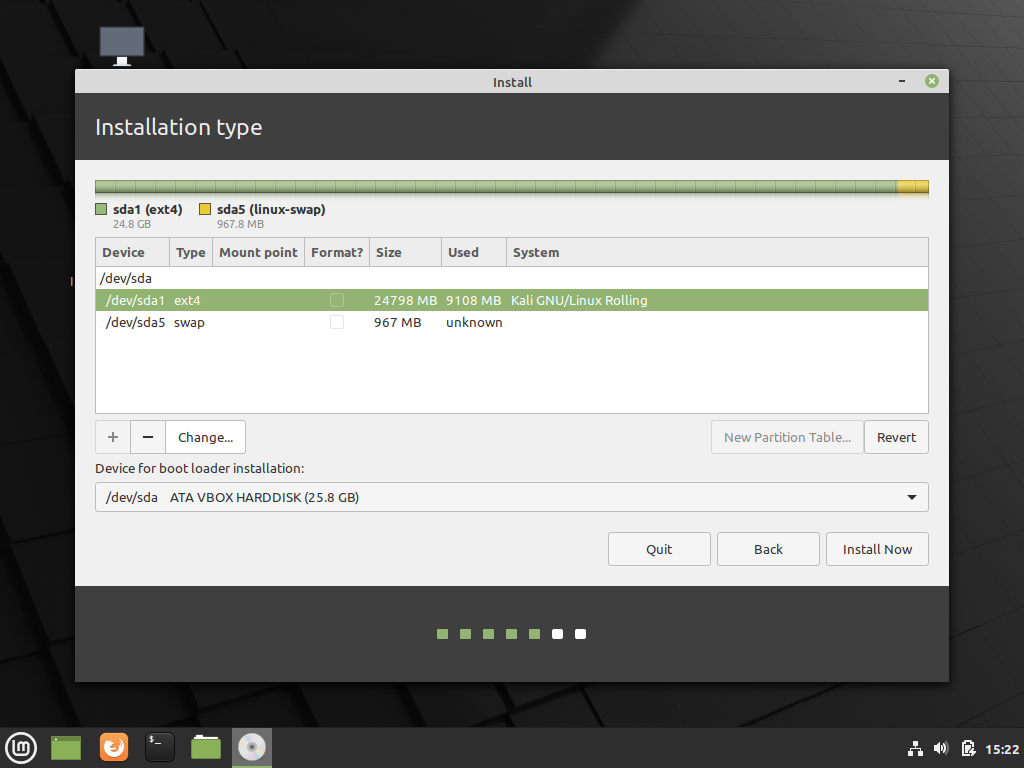 Preparing the disk for Linux Mint