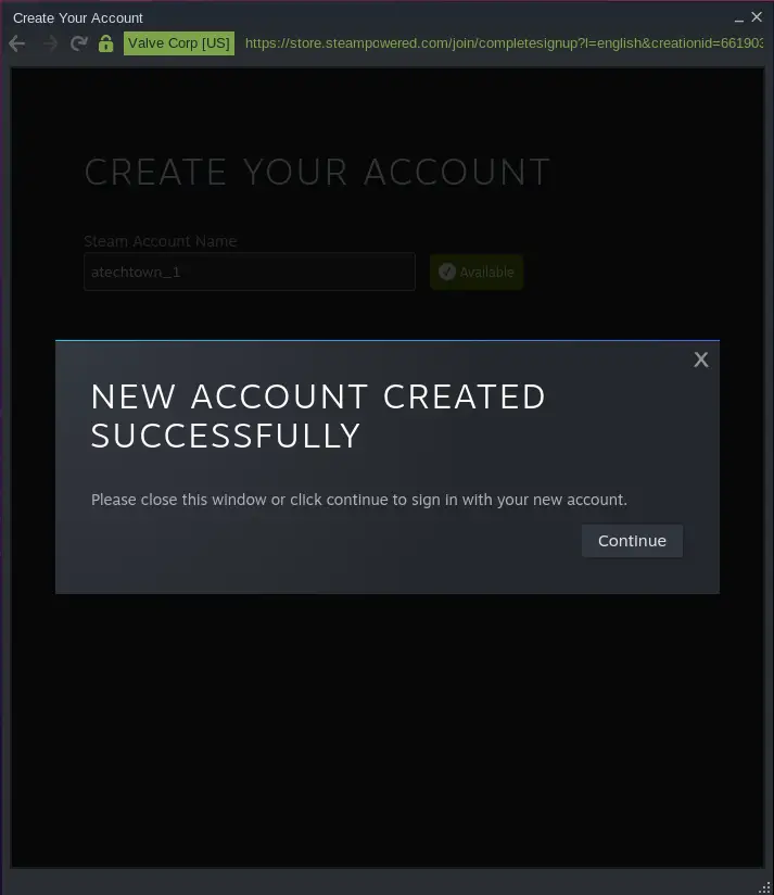new steam account created