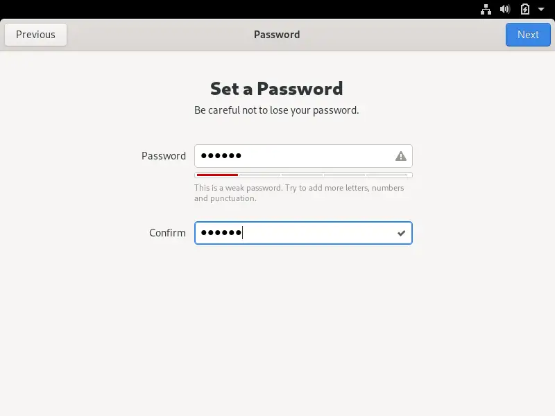 Set a password for the new user