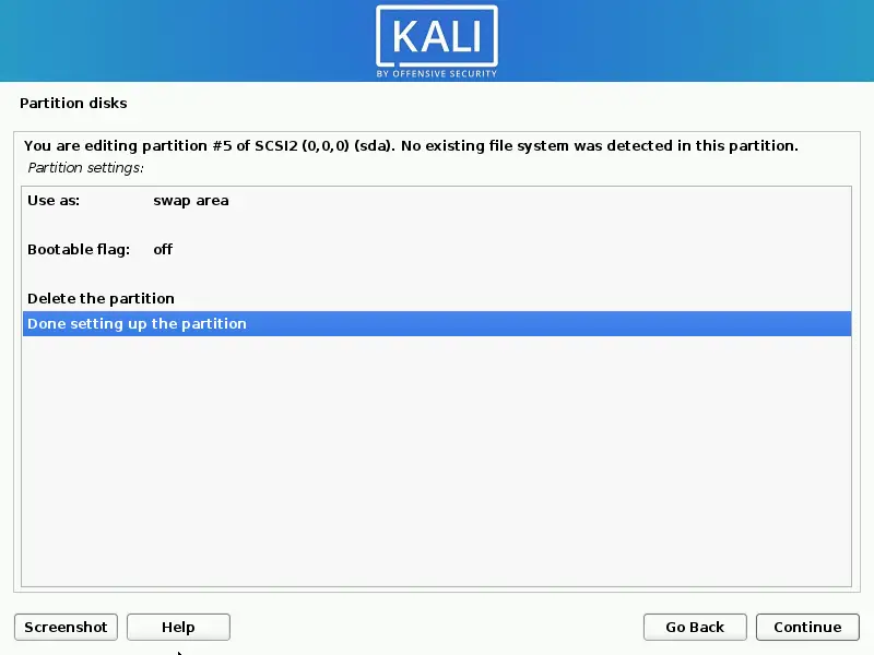 Swap partition created