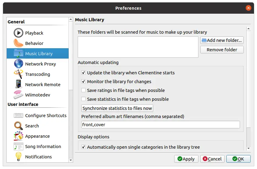 Adding music on Clementine