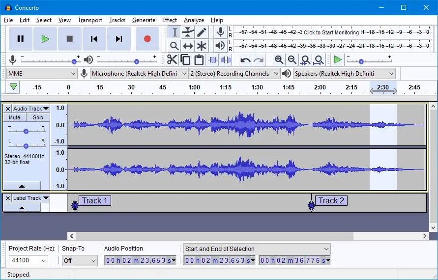 Audacity interface -- image from https://www.audacityteam.org/