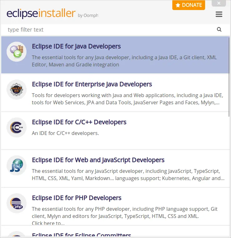 Eclipse menu installer