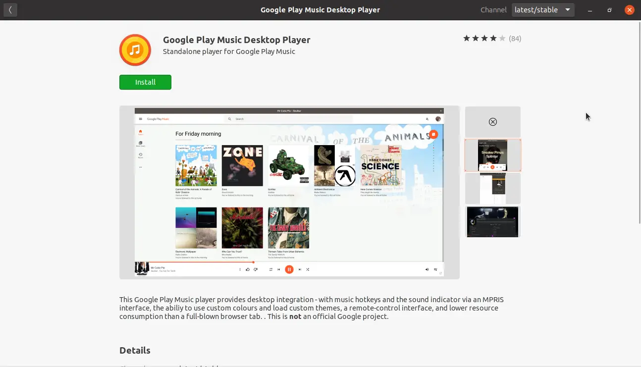 Google Music Desktop Player snap package