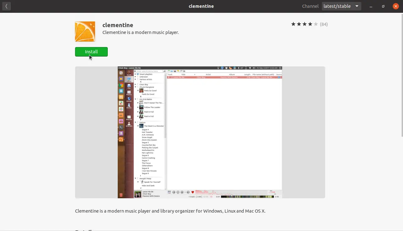 Install Clementine Music Player using the Ubuntu Software center