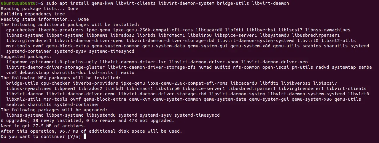 Installing KVM on Ubuntu from the terminal